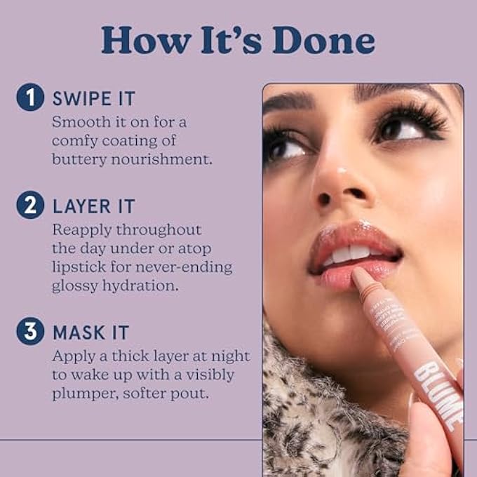 Blume بلسم الشفاه بالفانيليا ثلاثي الببتيد - مرطب الشفاه سوبر بالسم مع زبدة الشيا والسكواليين لترطيب عميق وعلاج الشفاه الجافة والمتشققة - مرطب شفاه نباتي وخالي من القسوة (0.4 أونصة سائلة) - Image 4